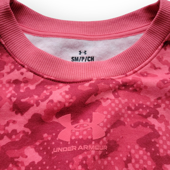 Under Armour Rival Fleece Camo Crew Pull-over Crop Boxy Sweatshirt Women Sz S - Picture 6 of 11